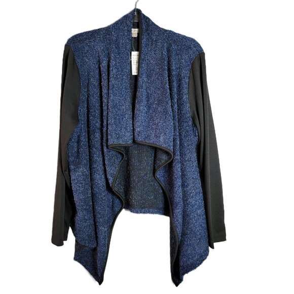 Dressbarn Roz & Ali Wool Sweater Jacket Plus Size 2X Blue Open Front NWT - Picture 1 of 7